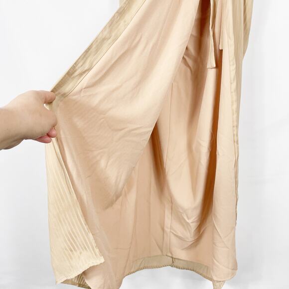 NBD Davis Gown Nude Beige Maxi Dress Ruched Side Slit Stripe Drape Sz S - Picture 6 of 12